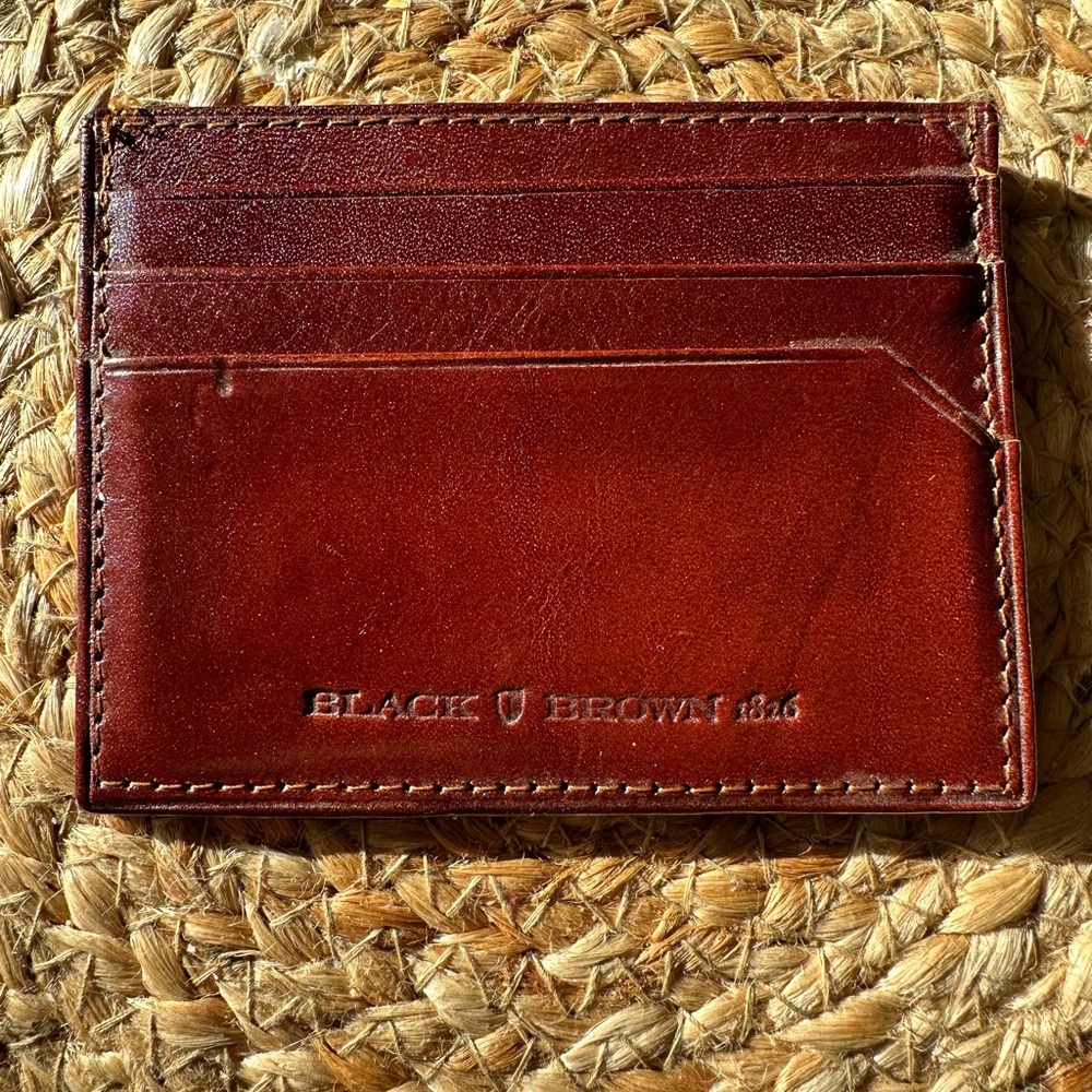 Black Brown 1826 Italian Leather Card Wallet